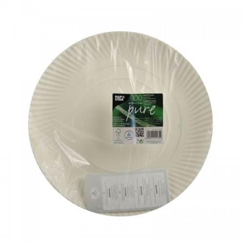 Comprar 100 Platos, cartón biodegradable gama Pure redondo Ø 29 cm · 2 cm blanco en Pepebar
