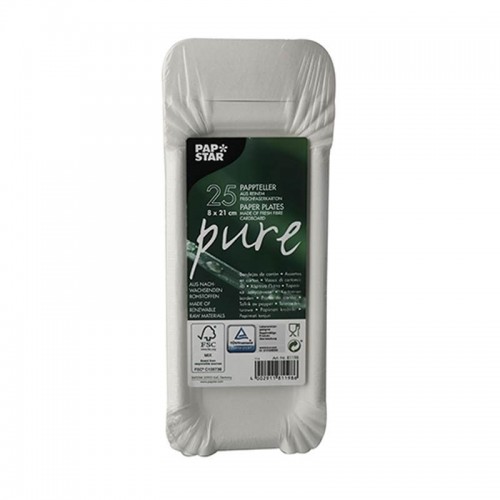 Comprar 25 Platos, cartón biodegradable gama Pure cuadrado 8 cm x 21 cm blanco con asa en Pepebar