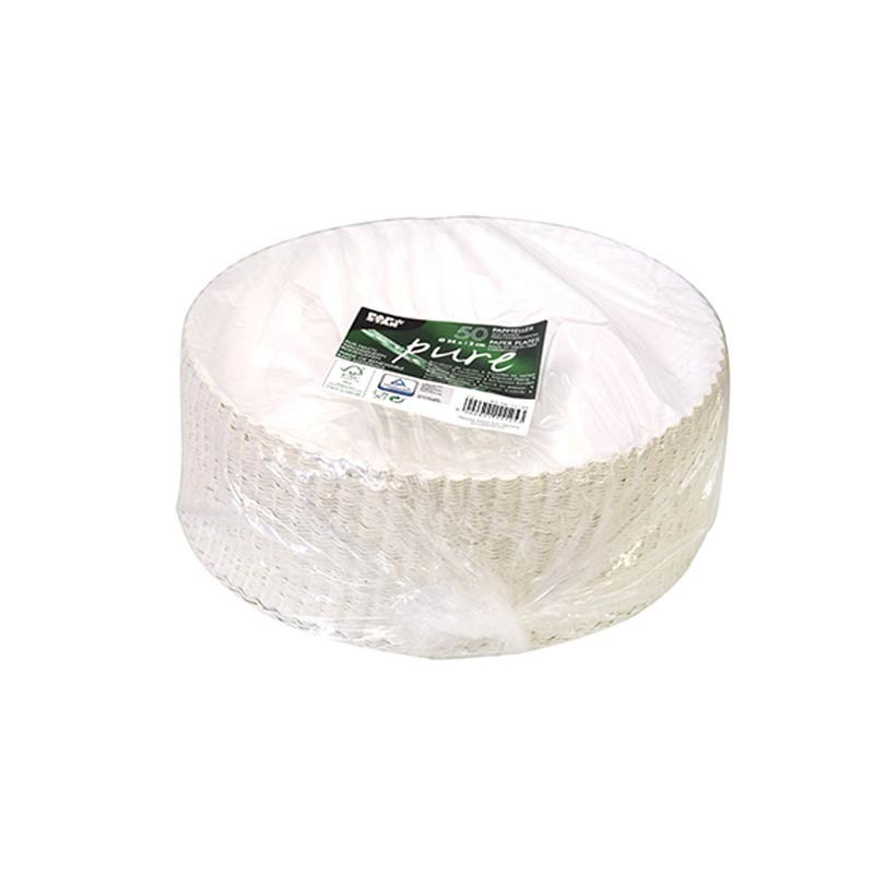 50 Platos, cartón biodegradable gama Pure redondo Ø 24 cm · 2 cm blanco Comprar 50 Platos, cartón biodegradable gama Pure redondo Ø 24 cm · 2 cm blanco en Pepebar