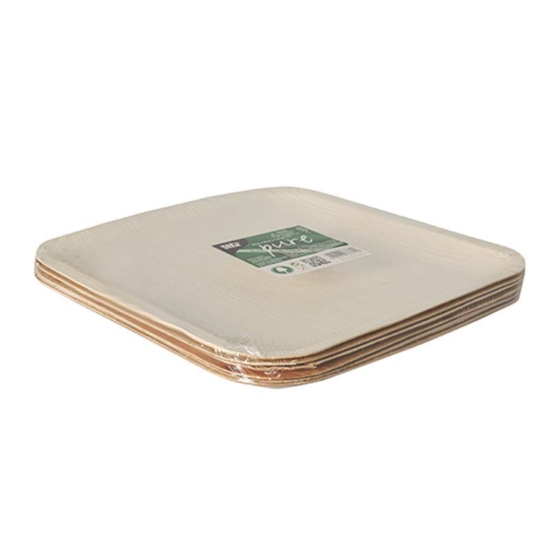 Comprar 6 Platos, Hoja de palma biodegradable gama Pure cuadrado 25,5 cm x 25,5 cm x 1,5 cm en Pepebar