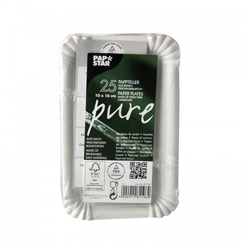Comprar 25 Platos, cartón biodegradable gama Pure cuadrado 10 cm x 16 cm blanco en Pepebar