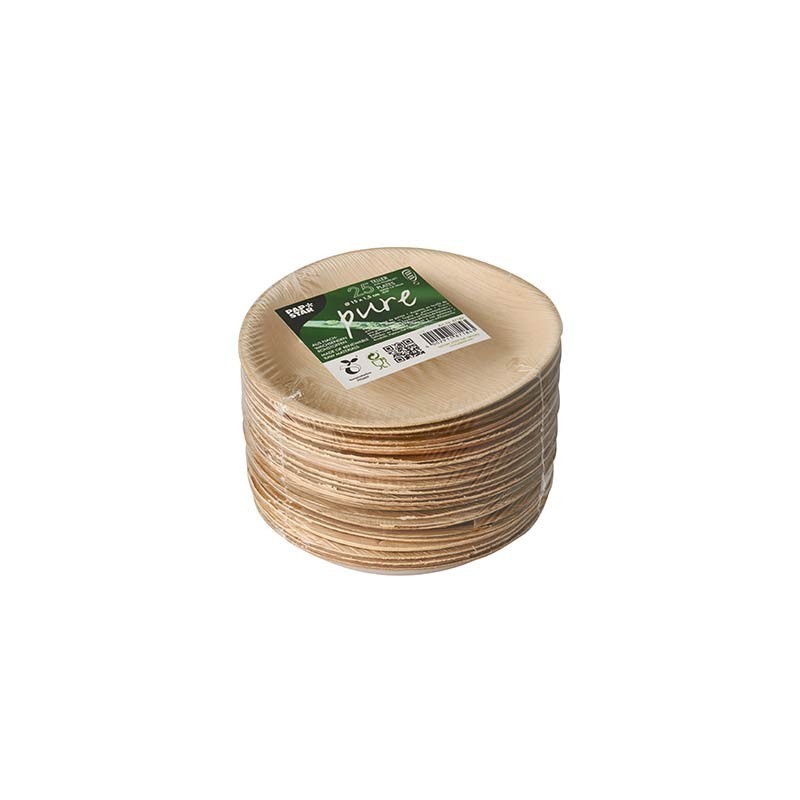 Comprar 25 Platos, Hoja de palma biodegradable gama Pure redondo Ø 15 cm · 1,5 cm en Pepebar