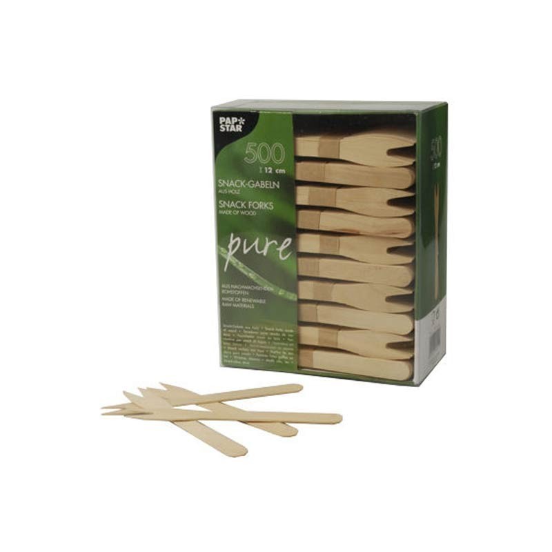 Comprar 500 Tenedores para snacks, madera biodegradable gama Pure 12,1 cm en Pepebar