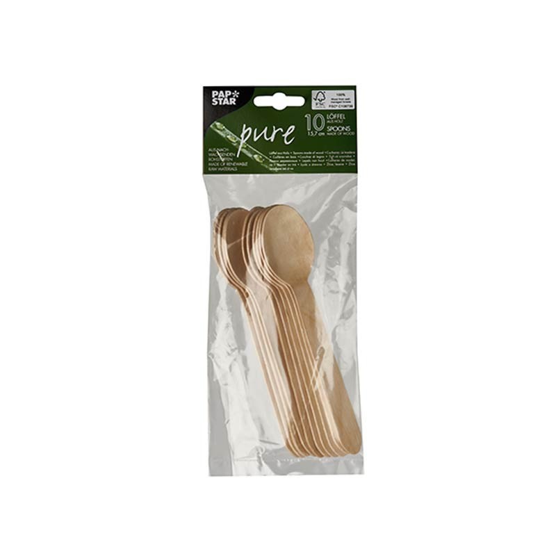 Comprar 10 Cucharas, madera biodegradable gama Pure 15,7 cm en Pepebar