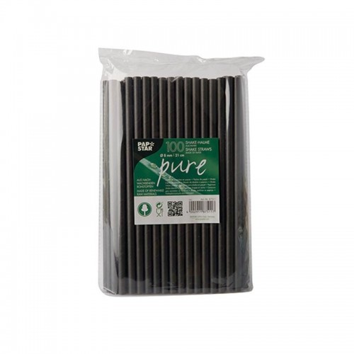 Comprar 100 Pajitas para batidos, papel biodegradable gama Pure Ø 8 mm · 21 cm negro en Pepebar