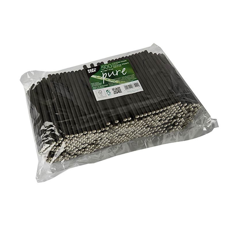 Comprar 500 Pajitas de cocktail, papel biodegradable gama Pure Ø 7 mm · 15 cm negro en Pepebar
