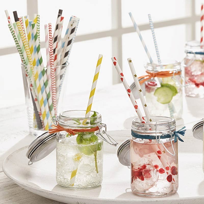 Comprar 100 Pajitas para batidos, papel biodegradable gama Pure Ø 8 mm · 21 cm colores surtidos Stripes en Pepebar