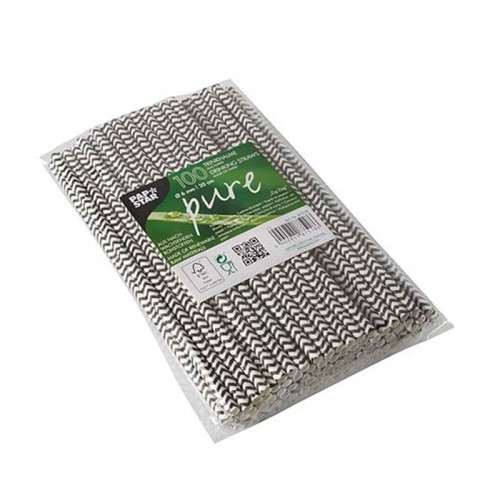 Comprar 100 Cañitas de papel biodegradable gama Pure Ø 6 mm · 20 cm negro/blanco Zig-Zag en Pepebar