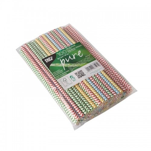 Comprar 100 Cañitas de papel biodegradable gama Pure Ø 6 mm · 20 cm colores surtidos Zig-Zag en Pepebar