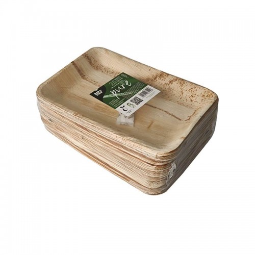 Comprar 25 Bandejas de servicio, Hoja de palma biodegradable gama Pure cuadrado 24 cm x 16,5 cm x 2 cm en Pepebar