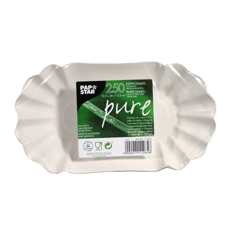 Comprar 250 Boles de cartón biodegradable gama Pure oval 10,5 cm x 20 cm x 3,5 cm blanco en Pepebar