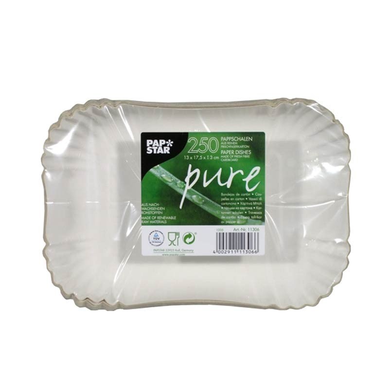 Comprar 250 Boles de cartón biodegradable gama Pure cuadrado 13 cm x 17,5 cm x 3 cm blanco en Pepebar
