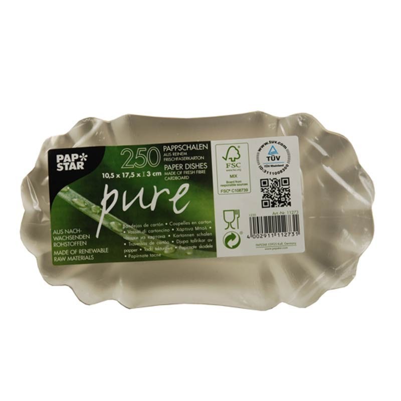 Comprar 250 Boles de cartón biodegradable gama Pure oval 10,5 cm x 17,5 cm x 3 cm blanco en Pepebar