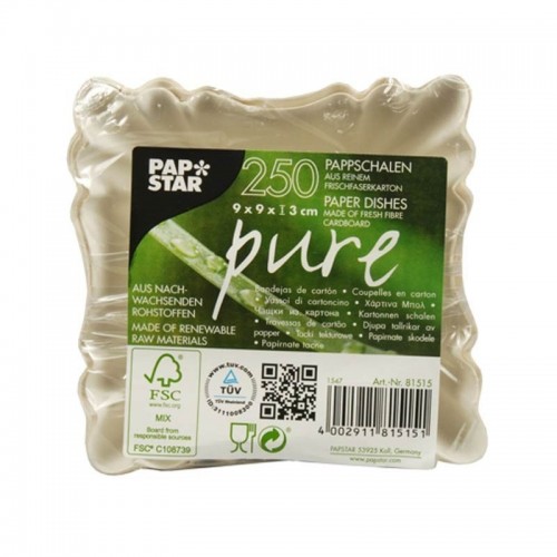 Comprar 250 Boles de cartón biodegradable gama Pure cuadrado 9 cm x 9 cm x 3 cm blanco en Pepebar