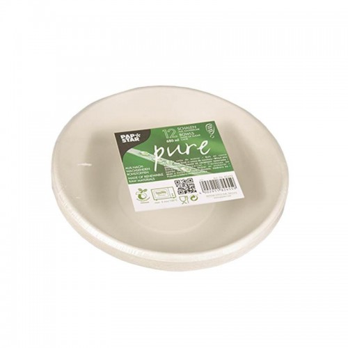 Comprar 12 Boles, caña de azúcar biodegradable gama Pure 680 ml Ø 19 cm · 4 cm blanco en Pepebar