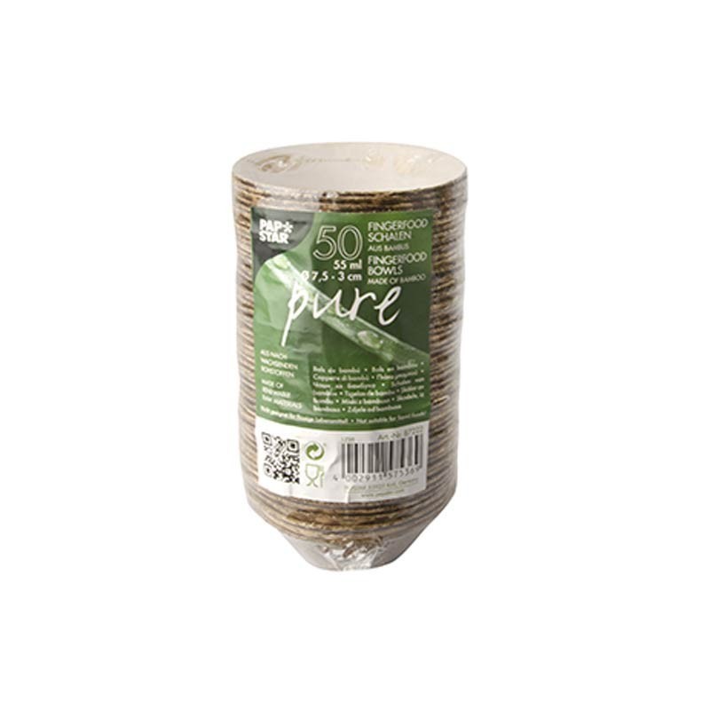Comprar 50 Boles, bambú biodegradable gama Pure redondo 55 ml Ø 7,5 cm · 3 cm en Pepebar