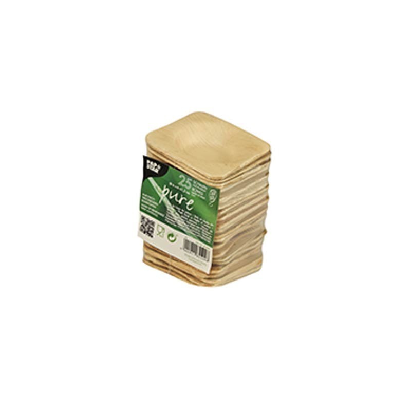Comprar 25 Boles, Hoja de palma biodegradable gama Pure cuadrado 6 cm x 6 cm x 1,3 cm en Pepebar