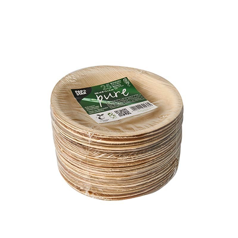 Comprar 25 Boles, Hoja de palma biodegradable gama Pure redondo 300 ml Ø 15 cm · 3 cm en Pepebar