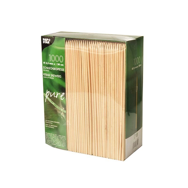 Comprar 1000 Pinchos de madera biodegradable gama Pure Ø 3,5 mm · 20 cm en Pepebar