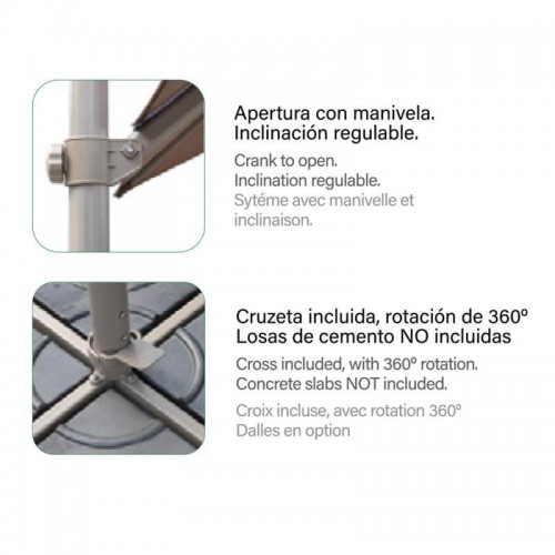 Comprar Parasol de mástil lateral de 3x3m línea basic 878 Conva en Pepebar