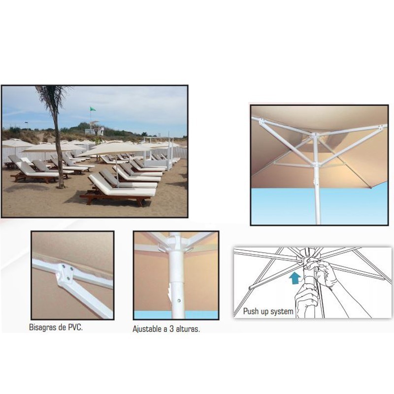 Comprar Parasol de aluminio 2x2 metros tejido acrílico para hostelería Arena 888A Conva en Pepebar