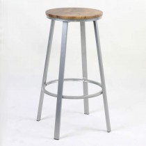 Taburete titan gris asiento madera envejecida 206393(A3)