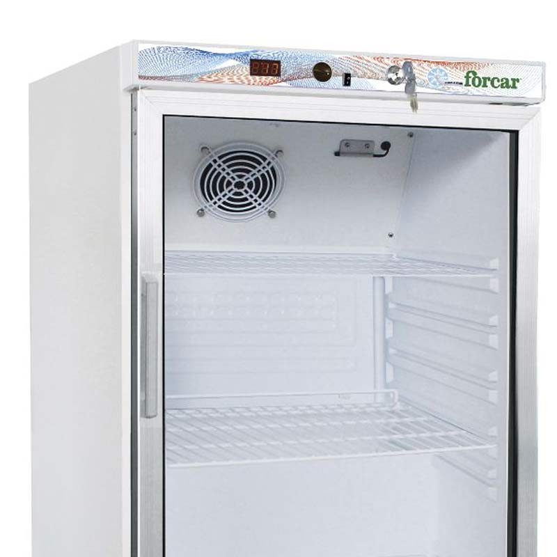Comprar Mini nevera expositora con puerta de cristal Blanco Forcar G-ER200G en Pepebar