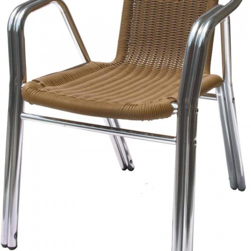 Comprar Silla de aluminio con rattan color crema 178097 en Pepebar