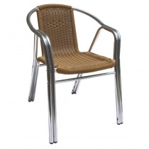 Silla de aluminio con rattan color crema 178097