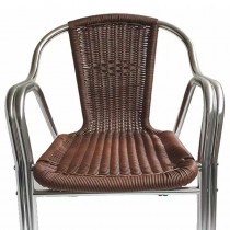 Silla de aluminio con rattan color marrón 178098