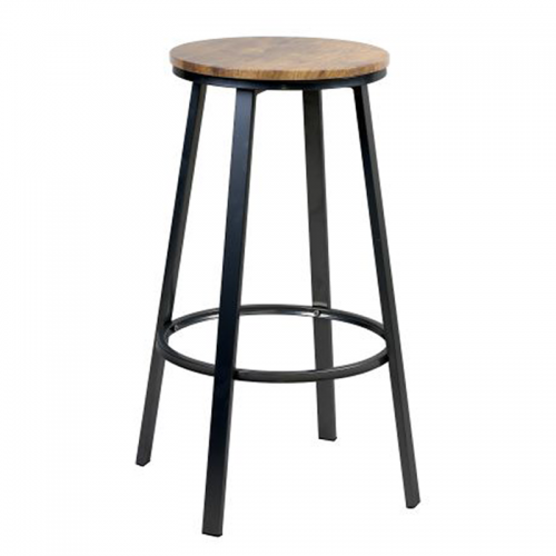Comprar Taburete Titan negro con asiento madera envejecida 206390(A3) en Pepebar
