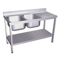 Fregadero inox con 2 cubas y escurridor 1600x600x850 Stalgast Varias opciones - Pepebar Fregadero inox con 2 cubas y escurridor 1600x600x850 Stalgast Varias opciones - Catálogo Fregadero Industrial