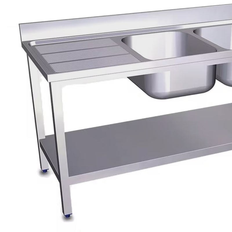 Comprar Fregadero acero inox con 2 cubas y escurridor 1600x700x850 Stalgast Varias opciones en Pepebar