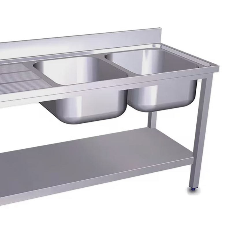 Comprar Fregadero acero inox con 2 cubas y escurridor 1600x700x850 Stalgast Varias opciones en Pepebar