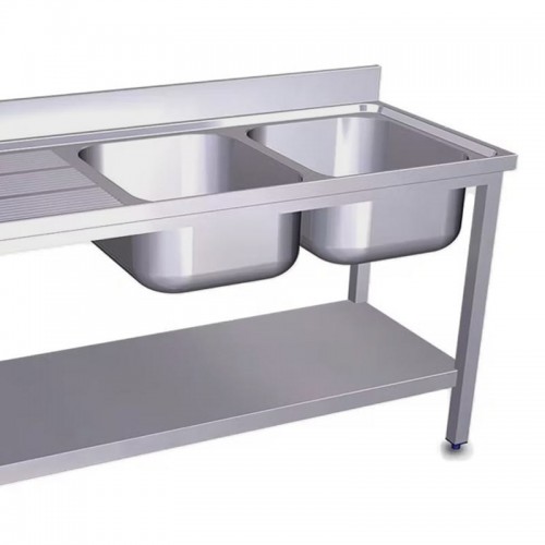 Comprar Fregadero acero inox con 2 cubas y escurridor 1600x700x850 Stalgast Varias opciones en Pepebar