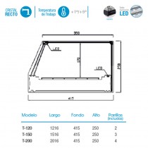 Vitrina refrigerada cristal frontal hasta nivel de barra T-120 - Pepebar Vitrina refrigerada cristal frontal hasta nivel de barra T-120 - Catálogo Vitrina tapas sobremostrador