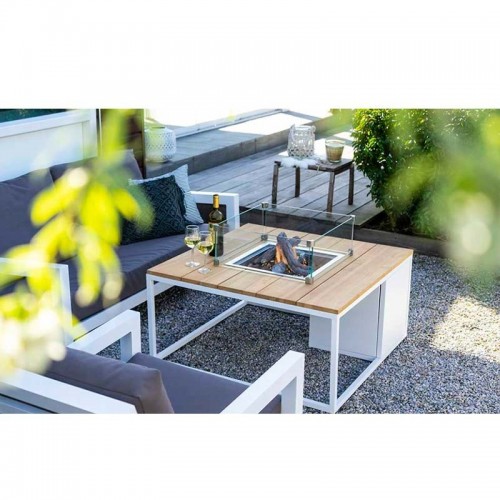 Comprar Mesa fuego de jardín cuadrada Cosiloft 100 blanco y teka Butsir COSI0009 en Pepebar