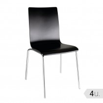 Silla apilable minimalista negra Bolero 4 unidades GR345 - Catálogo Sillas Hostelería
