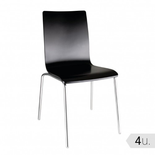 Comprar Silla apilable minimalista negra Bolero 4 unidades GR345 en Pepebar