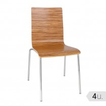 Silla apilable minimalista zebrano Bolero 4 unidades GR344 - Catálogo Sillas Hostelería