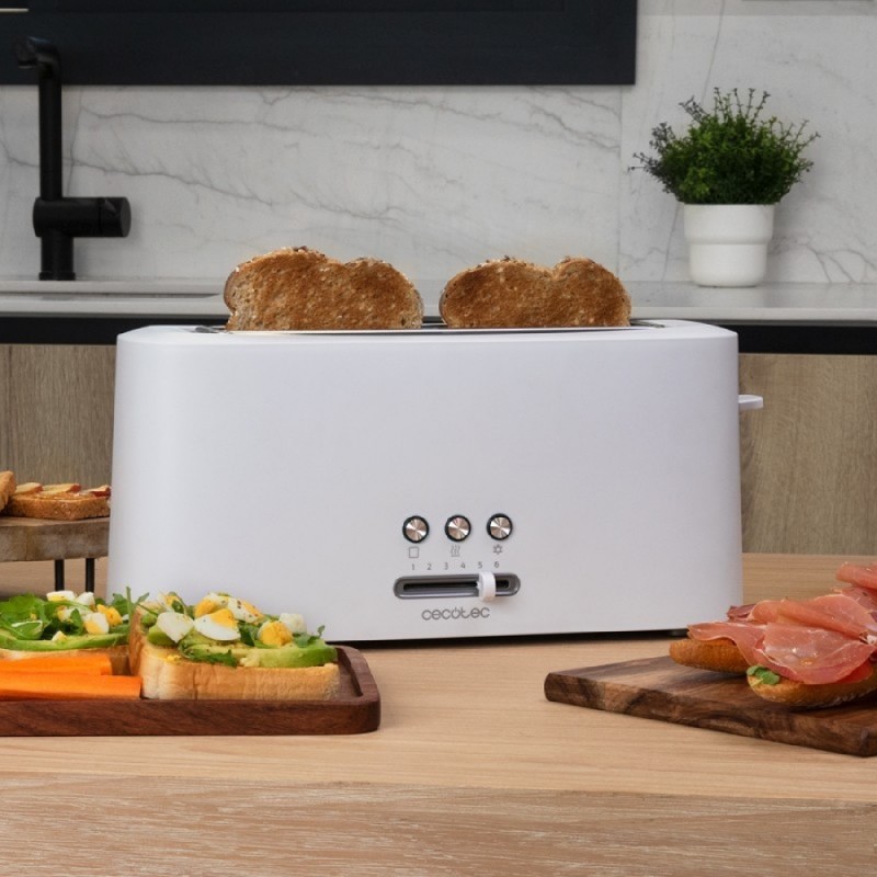 Tostiera Vintage Cecotec Toast&Taste 800 – 850 W, 2 Fette, Fessure Extra-Larghe 3,8 Cm – Acciaio Inox E Rosso Retrò