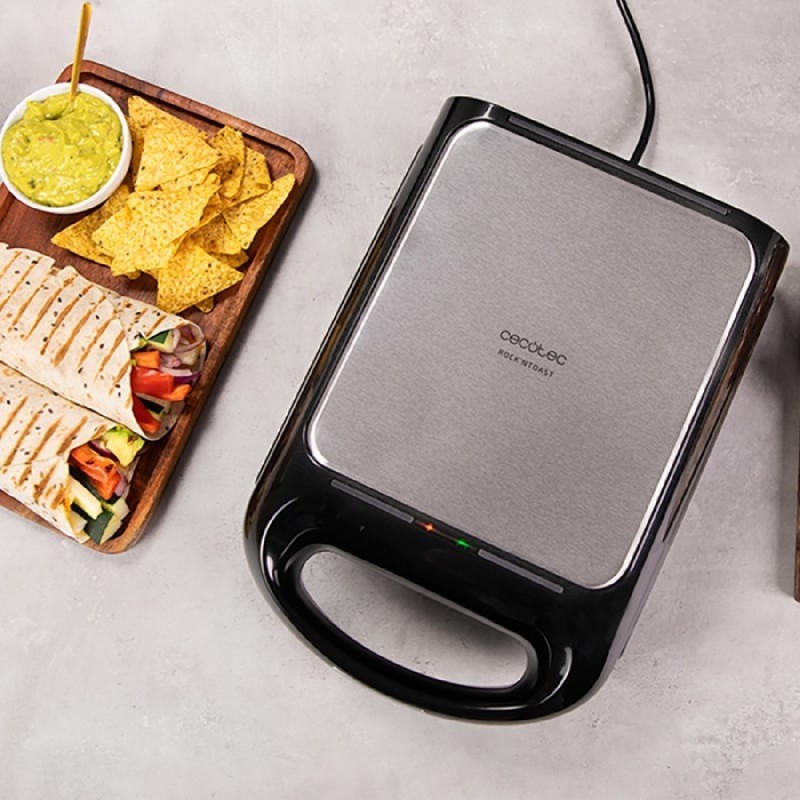 Cecotec Rock'nToast Family Waffle Tosti, 1500 W, capaciteit 4 vellen, antiaanbaklaag, 180 graden draaibaar systeem, snelle verwarming, roestvrijstalen afwerking