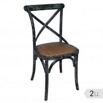 Sillas de madera Bolero con respaldo negro lavado GG654 2 unidades