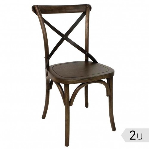 Comprar Silla de madera con respaldo en cruz metálica Bolero color marrón GG658 2 unidades en Pepebar