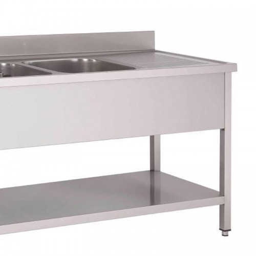 Comprar Fregadero con faldón, 2 cubas 2000mm y estante IDL2247D en Pepebar