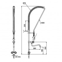 Grifo ducha industrial sobremesa con caño bajo y doble mando Stalgast 651524 - Pepebar Grifo ducha industrial sobremesa con caño bajo y doble mando Stalgast 651524 - Catálogo Cocinas Industriales
