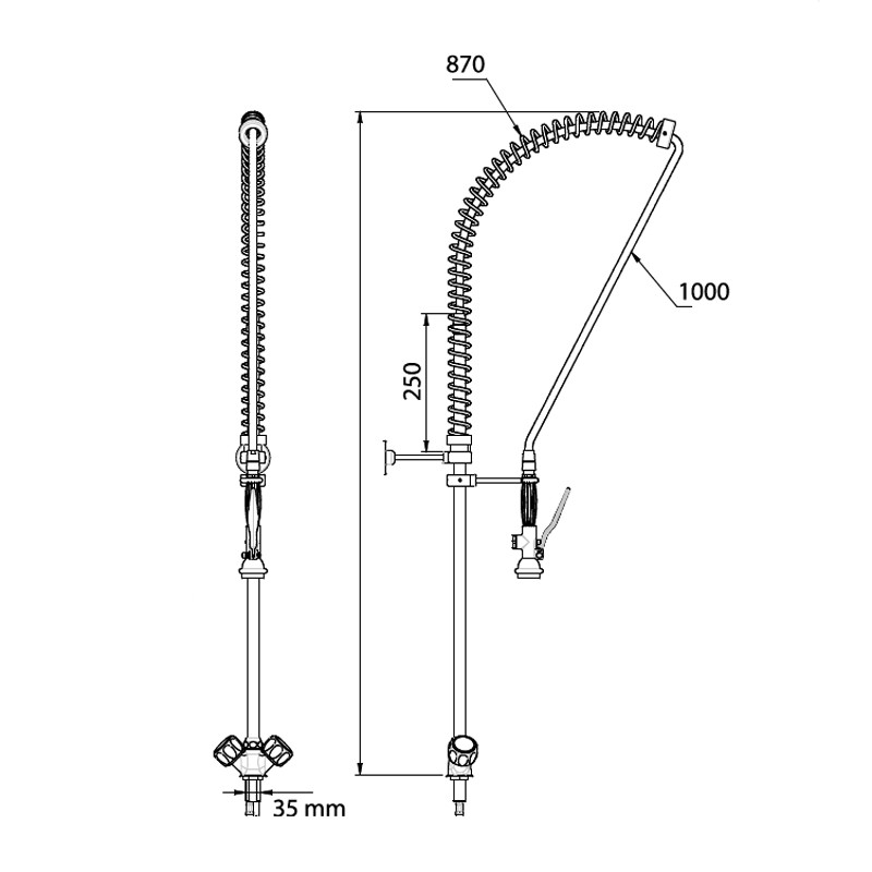 Comprar Grifo ducha industrial sobremesa con doble mando Stalgast 651513 en Pepebar