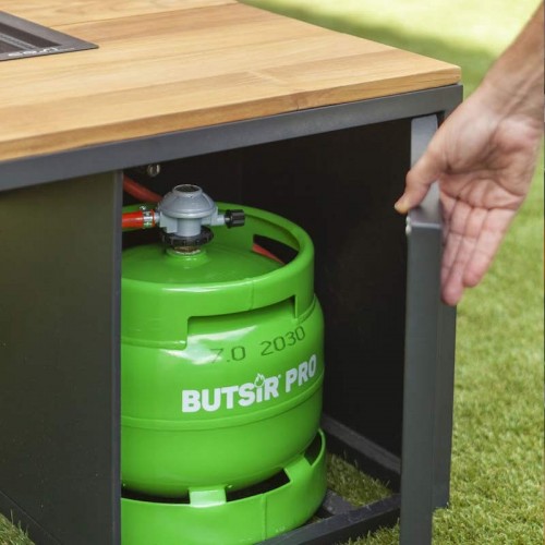 Comprar Mesa fuego de jardín cuadrada Cosiloft 100 negro y teka Butsir COSI0010 en Pepebar