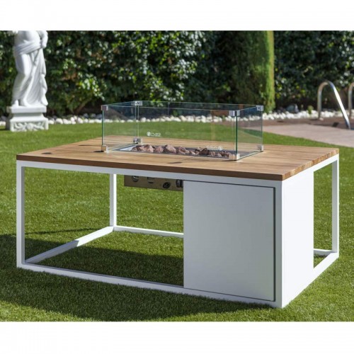 Comprar Mesa fuego de jardín rectangular Cosiloft 120 blanco y teka Butsir COSI0013 en Pepebar