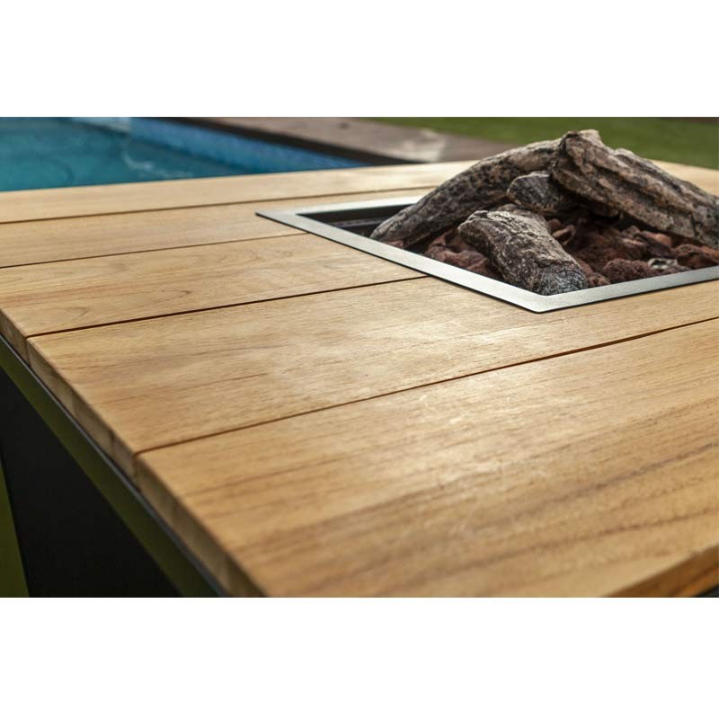 Comprar Mesa fuego de jardín cuadrada Cosiloft 100 negro y teka Butsir COSI0010 en Pepebar